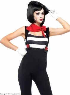 Female mime, body costume, sequins, suspenders, heart, verti