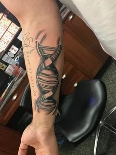 DNA strand black and Grey tattoo Black and grey tattoos, Gre