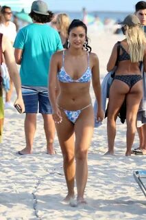 Camila Mendes Wearing a bikini on a set at Miami beach - Cel
