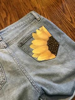 #sunflower #jeanshorts #jeans #jorts #paint #painting #yello