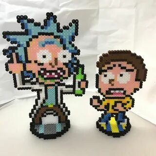 Rick and Morty perler bead stand ups. Design by @geekmytholo