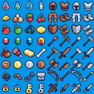 16x16 Pixel art RPG Items by GentleCatStudio