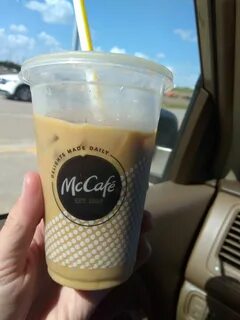 McDonald's iced coffee, no liquid sugar, cream, one Splenda!