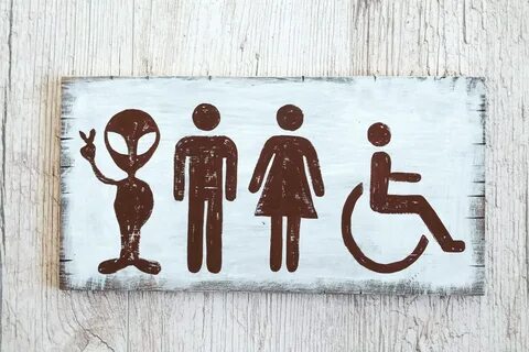 Wood restroom sign funny gender neutral handicap unisex Etsy