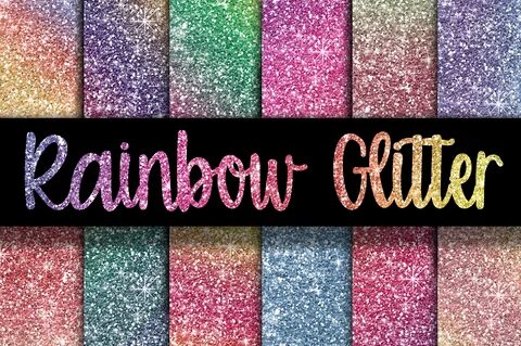 Rainbow Glitter Digital Paper Textures Graphic by oldmarketd