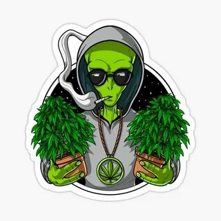 Alien Smoking Weed Stickers Redbubble