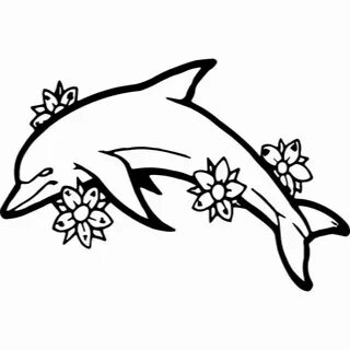 Jumping Dolphin with Flowers Wall Sticker / Decal - World of