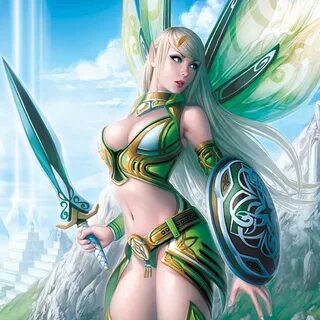 Fantasy Elf Warrior with Shield by Warren Louw