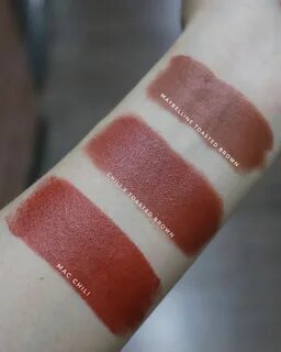 MAC Chili and Maybelline Toasted Brown Swatches #LipScrub Ma