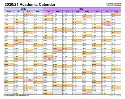 Academic Calendars 2020/2021 - Free Printable Excel template