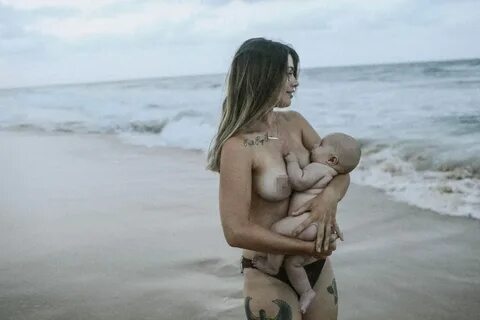 Brave mums celebrate their bodies with beachside naked breas