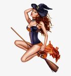 Pinup Artdeviant Girlpnggirl Illustrations - Pretty Witch Pn