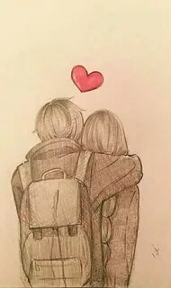 anime draw - hug Cute couple drawings, Cute couple art, Hugg
