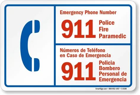 Bilingual 911 Emergency Phone Number Sign, SKU: S-5198
