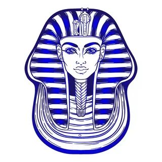 King Tutankhamun mask, ancient Egyptian pharaoh. Hand-drawn 