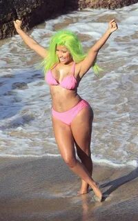 Nicki Minaj's Pink Bikini-Clad "Starship" Beach Oahu, Hawaii