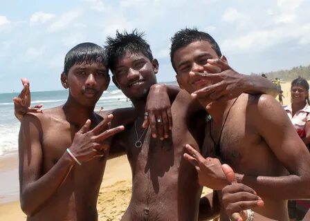 Three Friends (IMG_2030b) Crazy Sri Lankan guys at the bea. 