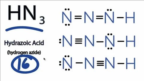 HN3 Lewis Structure (Hydrazoic acid) - YouTube