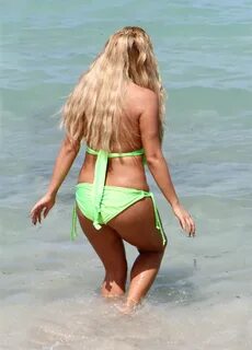 AUBREY O’DAY in Green Bikini on the Beach in Miami - HawtCel