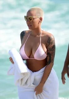 AMBER ROSE in Bikini at a Beach in Miami - HawtCelebs