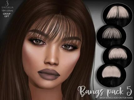 Bangs pack 5 group gift Sims hair, Sims 4 black hair, Sims 4