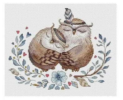 Owls Cross Stitch Pattern Love Birds Cross Stitch Chart Etsy