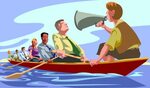 Sculling 6-Person Boat with Coxswain - Vector Image