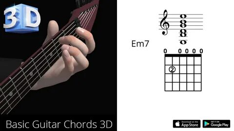Guitar 3D Chords : Emin7 - Mi Minor Seventh - Polygonium Inc