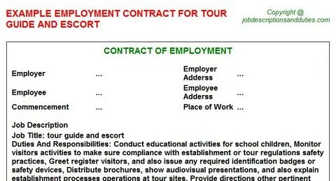Tour Guide And Escort Employment Contract