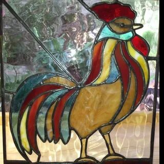 Rooster stained glass window!!.. Stained glass birds, Staine