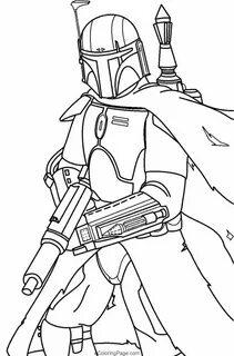 Star Wars Baby Yoda and Mandalorian Coloring Pages #starwars