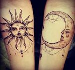 50 Examples of Moon Tattoos Cuded Friend tattoos, Matching t