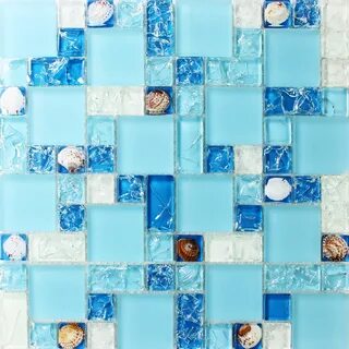 TST sea blue glass mosaics tile bathroom wall mirror deco me