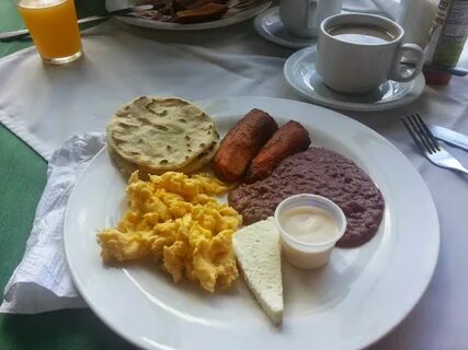 El Salvador food. Breakfast in El Salvador, typical breakfas