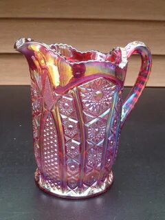 Indiana red carnival glass pitcher Heirloom or Starburst pat