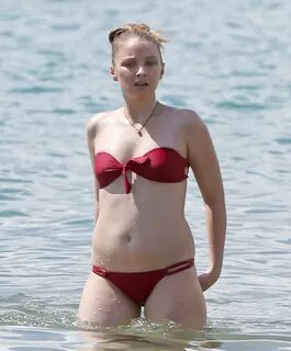 Elisabeth Harnois in Red Bikini at the Beach, May 2015 * Cel