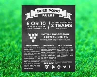 Beer Pong Sign Poster Beer Pong Rules Beer Pong Chalkboard E