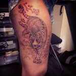 Realistic tiger thigh tattoo by Bob Tiger tattoo, Tiger tatt