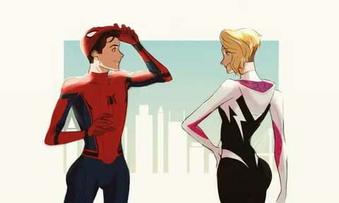 征 в Твиттере: "crossover If Gwen meet Peter #SpiderVerse.