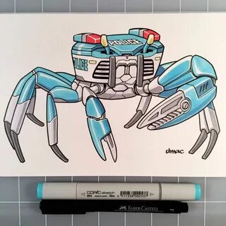 Darren Calvert Crab Robot Robot concept art, Robots drawing,