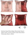 4 Nicolas Cage Pillow Magic Reversible Sequin Pillow Cover T