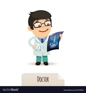 Male doctor looking at x ray Royalty Free Vector Image