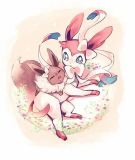 Eevee and Sylveon Look at the little bow on Eevee! Gotta Cat