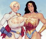 Power Girl and Wonder Woman covered in cum (DevilHS... Weste