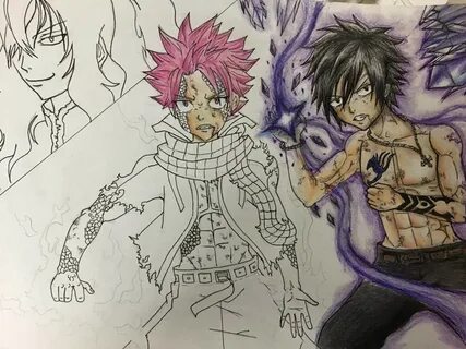 Natsu and Gray vs Mard Geer Drawing Anime Amino