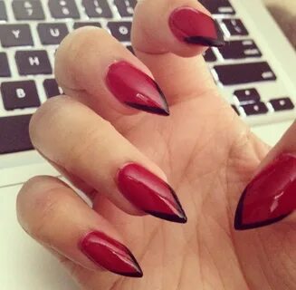 Red stilettos nails with black tips Red stiletto nails, Matt