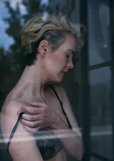 Sarah Paulson posing topless for W Magazine August 2016 issu