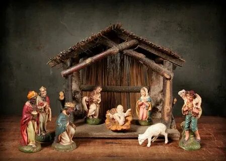 1950s Paper Mache Nativity Set Made in Japan Cute Set Bowls 
