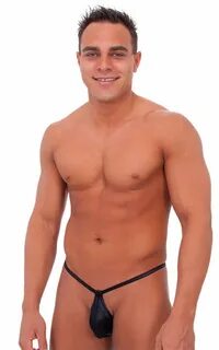 Teardrop G String Swim Suit in Wet Look Black Skinzwear.com