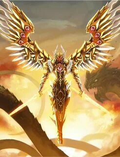 Golden Angel appears Dark fantasy art, Concept art character